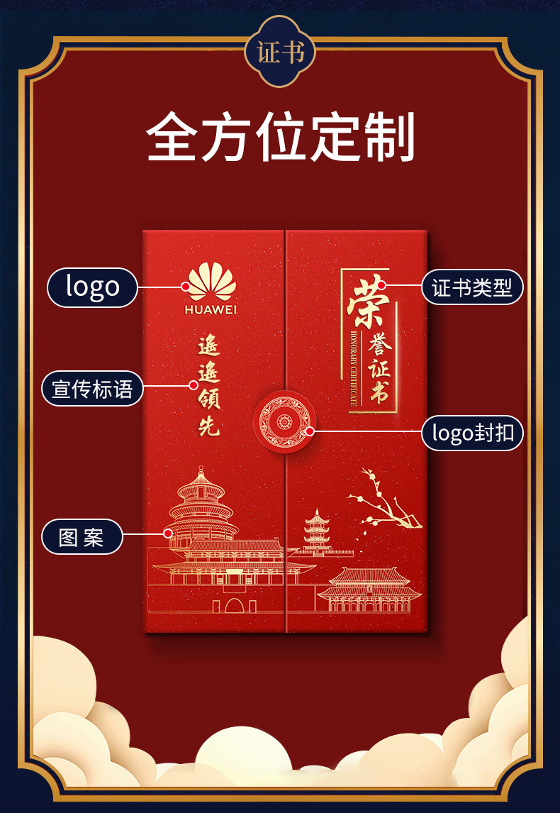 三折a4珠光获奖证书外壳奖状打印内芯高级感聘书结业证书荣誉证书详情11