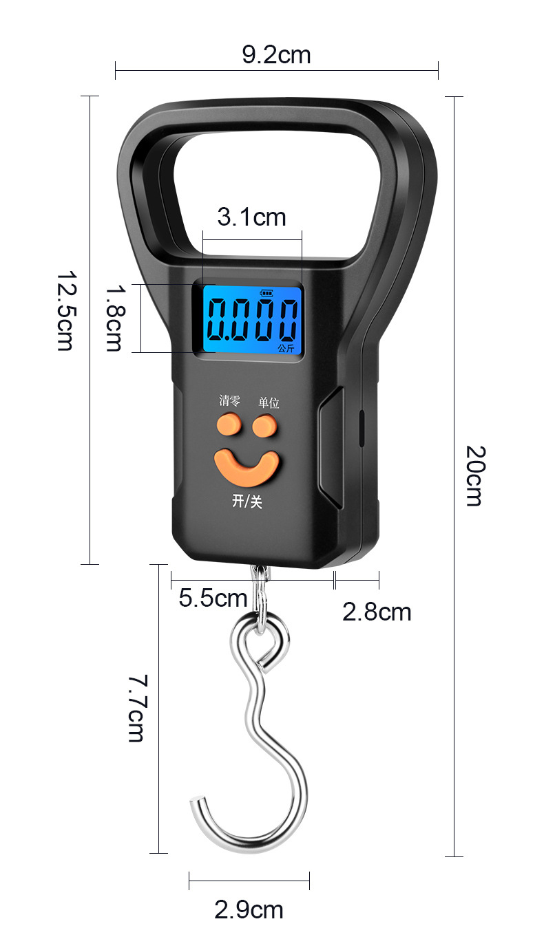 便携式行李秤批发迷你吊秤手提秤家用电子秤50KG手持称重秤磅秤详情17