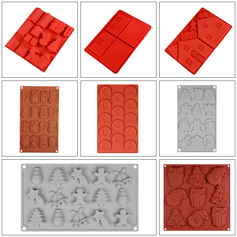 Wholesale of Christmas silicone mold Christmas tree creative cake gingerbread man cookies Christmas pudding chocolate molds pic 3