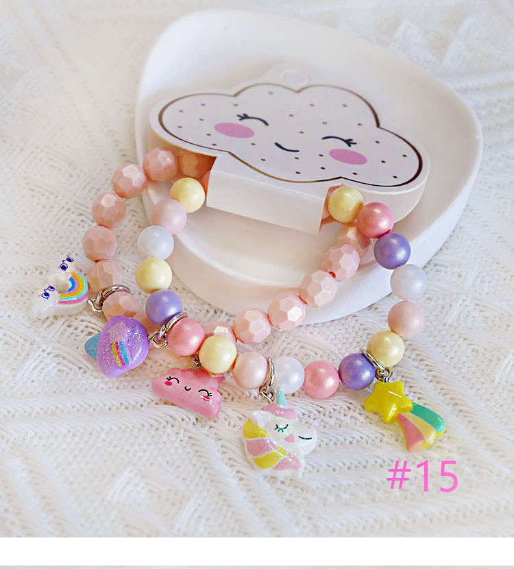 欧美外贸新款儿童首饰卡通火烈鸟冰淇淋星星蝴蝶结手链戒指耳夹详情21