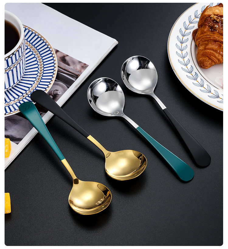 304不锈钢网红勺圆头勺子加厚家用韩式圆勺饭勺调羹汤勺甜品勺详情16