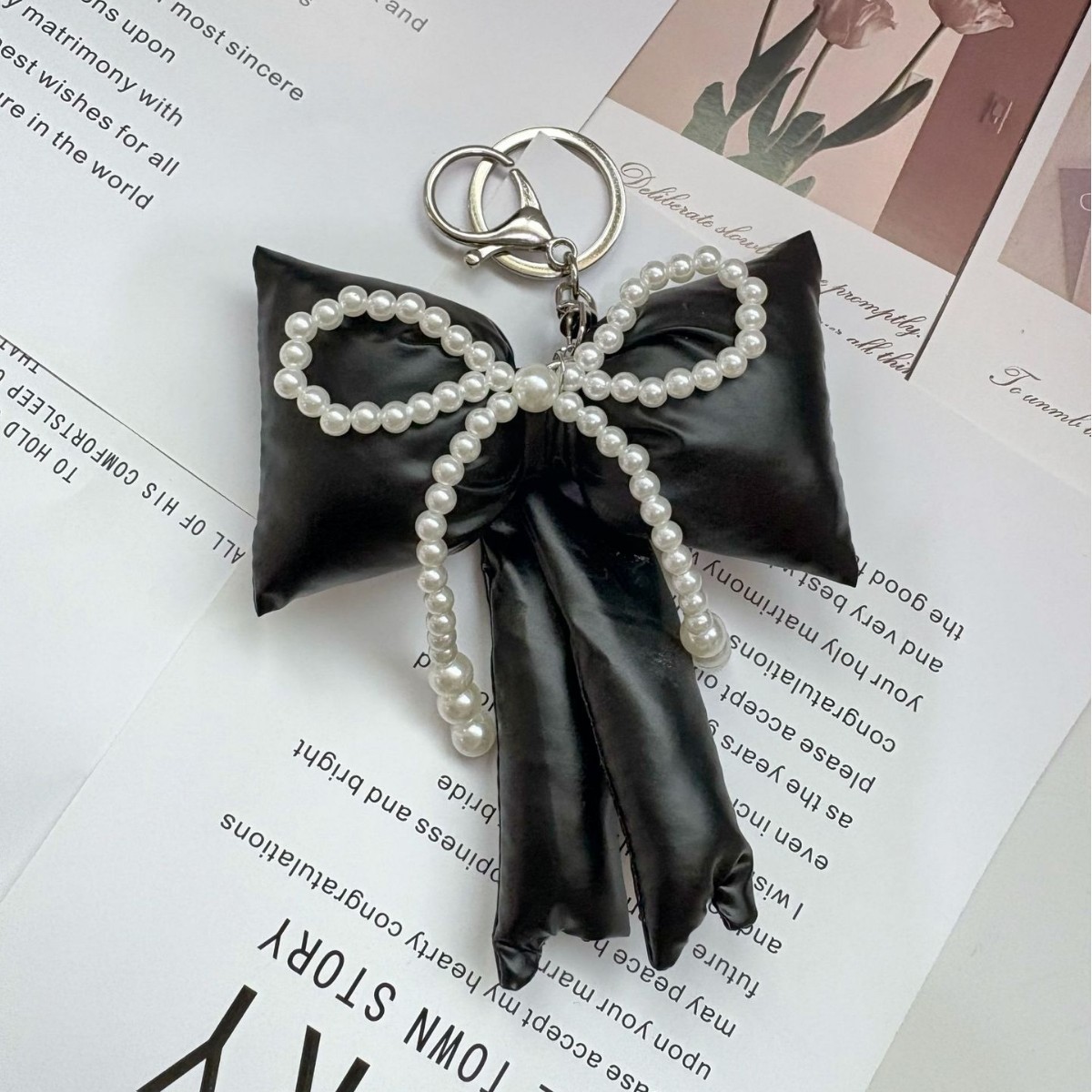 Korean-style ins fashionable and sweet girl filled cotton bow bag pendant, trendy and fashionable keychain pendant for girls pic 8