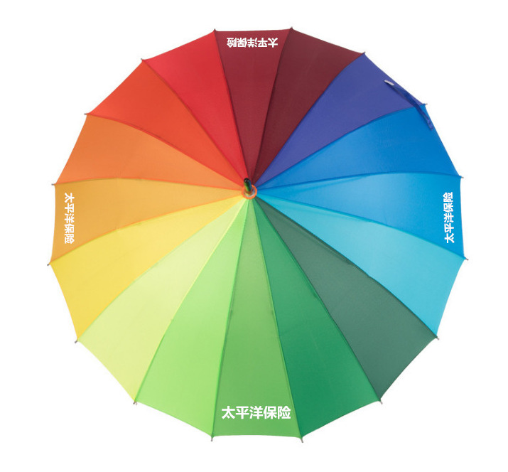 16骨彩虹伞女男超大防风长柄直杆伞户外自动遮阳彩虹雨伞定制图案详情11