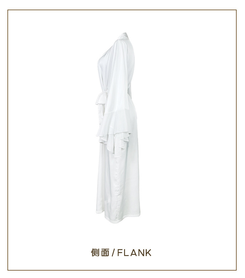 Feiyun sexy satin flared sleeve long bridal gown, with multiple color options for home wear with LACES inside, 801 pic 15