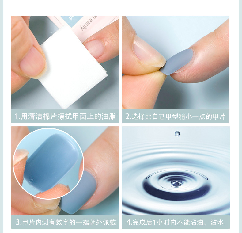 Cross-border fresh water drop nail nail patch finished nail patch detachable pointed nail wearable nail patch false nail pic 4