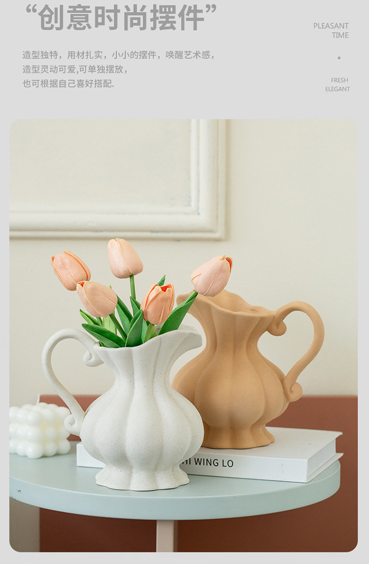 2026 new style white ceramic vase, three or two plastic empty wine bottles, ceramic glass vase, small wine bottles pic 3