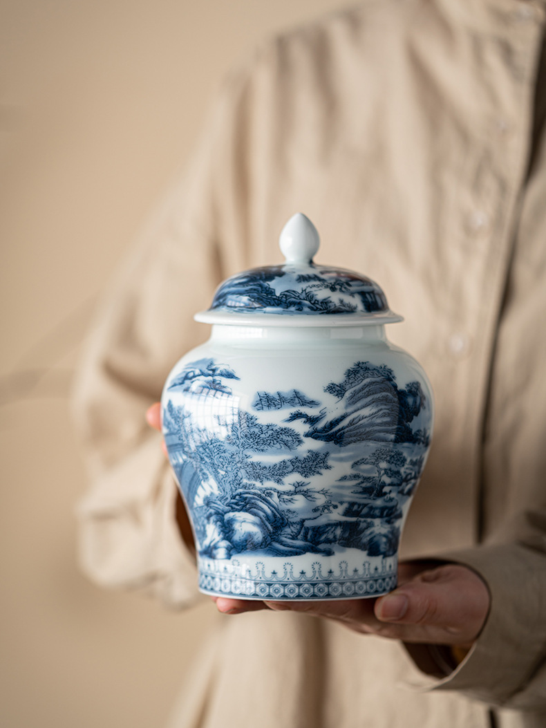 仿古茶叶礼盒包装空盒陶瓷山水茶叶罐龙井绿茶红岩茶通用定制logo详情13