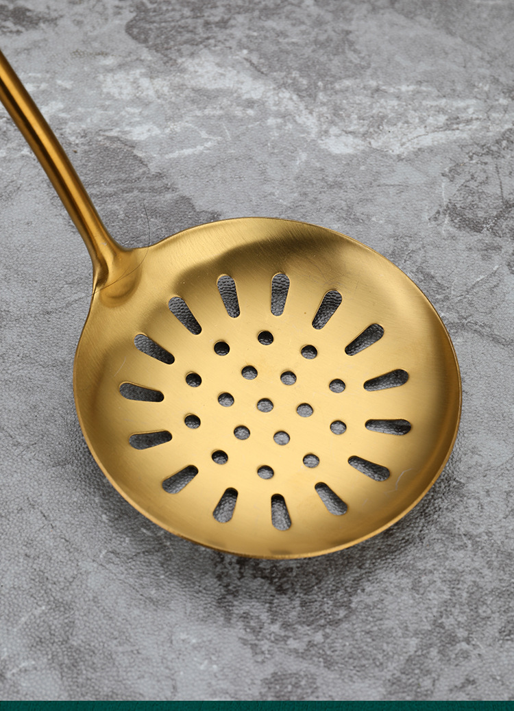 不锈钢镀金烹饪勺铲套装 家用厨房锅铲汤勺漏勺煎铲粉扒饭勺厨具详情23