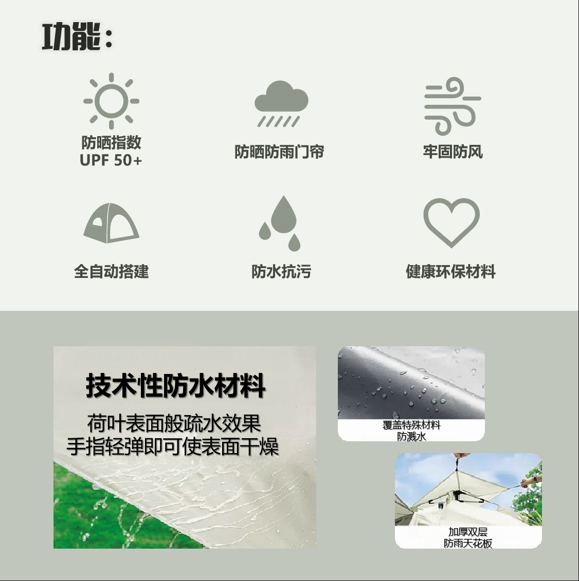 Outdoor hexagonal 3-4 person multi-person fully automatic rainproof tent camping, wild camping, family leisure tent pic 4