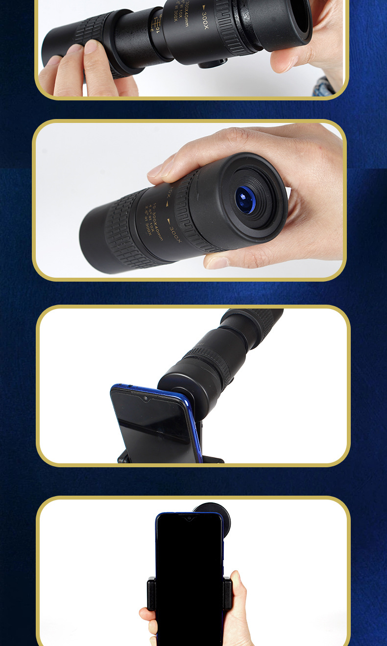 10-300x40新款望远镜 高倍高清单筒变倍手机拍照伸缩式望远镜详情9