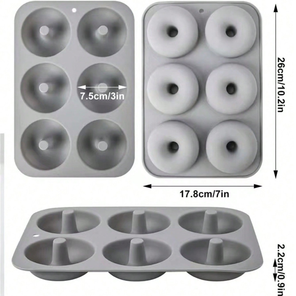 跨境热销圆形汉堡面包模具6连甜甜圈家用法式面包烤盘模具易脱模详情1