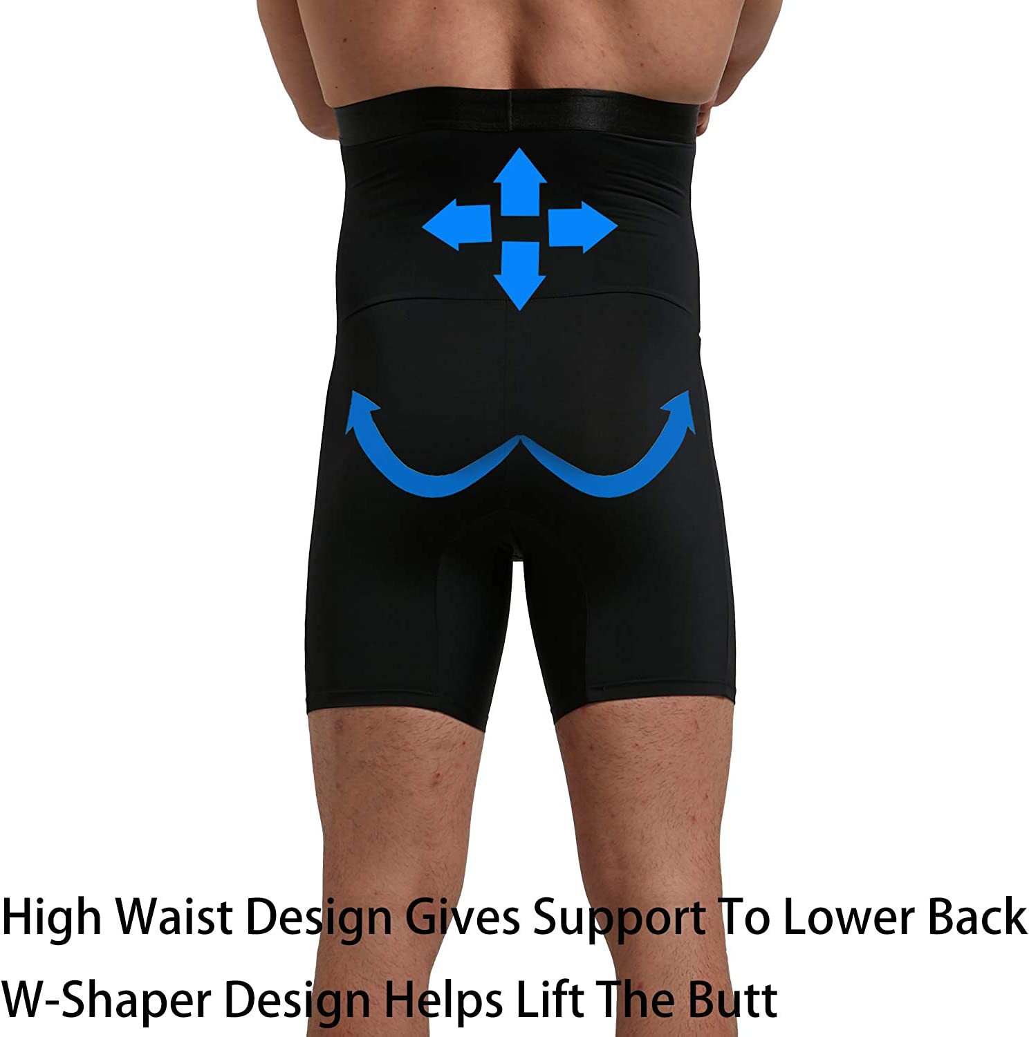 跨境欧美新款热销男士收腹束身提臀高腰运动五分点胶双层束腰裤详情19