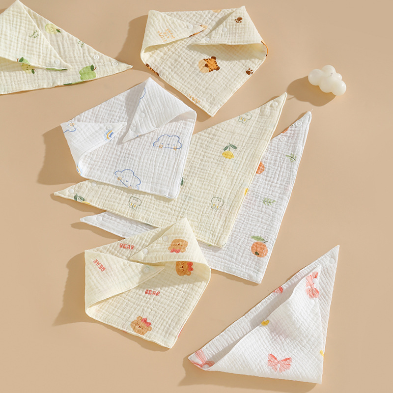 Toalla triangular toalla de babeo para bebés y niños babero de gasa de algodón babero antiescupir de leche 4 capas fina toalla triangular de algodón de verano pic 2