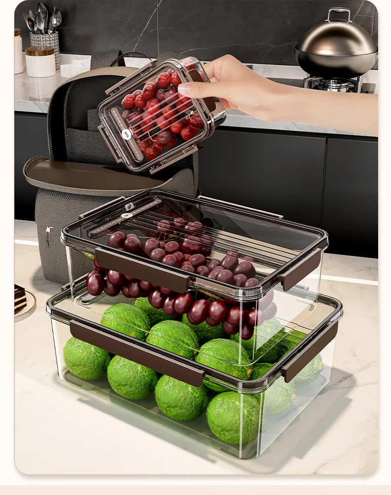 冰箱保鲜盒家用厨房专用大容量食物收纳盒透明塑料加厚带盖密封盒详情9