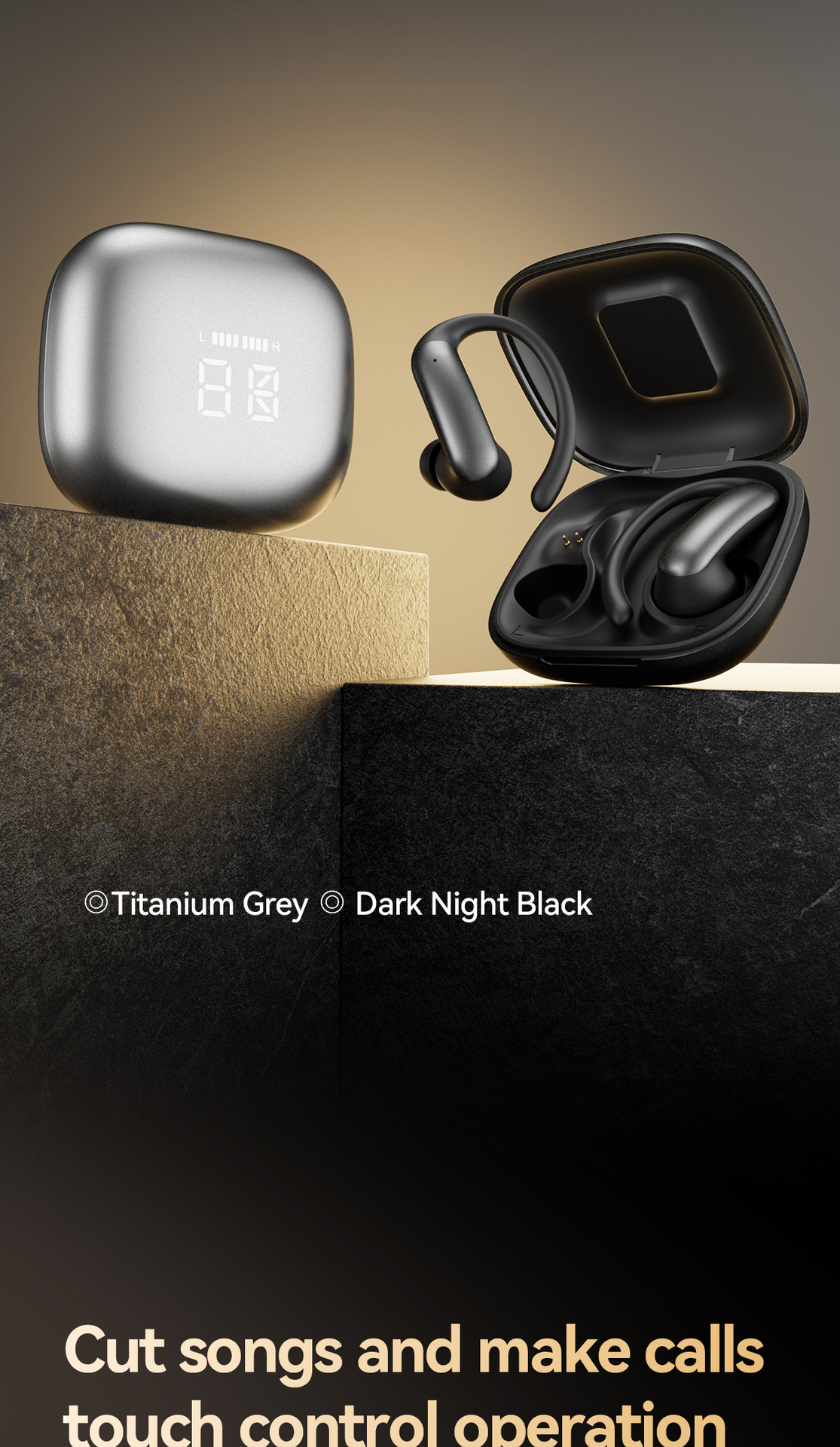 New smart cross-border model M145 ear-hanging OWS semi-in-ear open Bluetooth headphones with dual digital display private mold pic 18