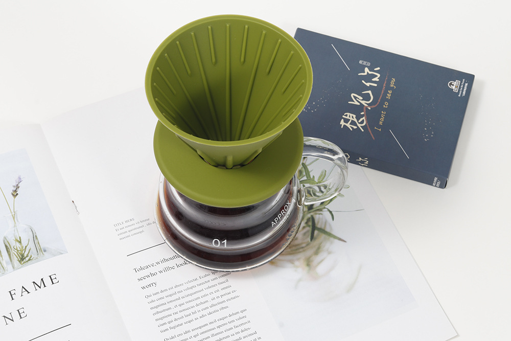 Food-grade silicone outdoor portable coffee filter cup, household drip filter, hand-brewed coffee filter cup pic 1
