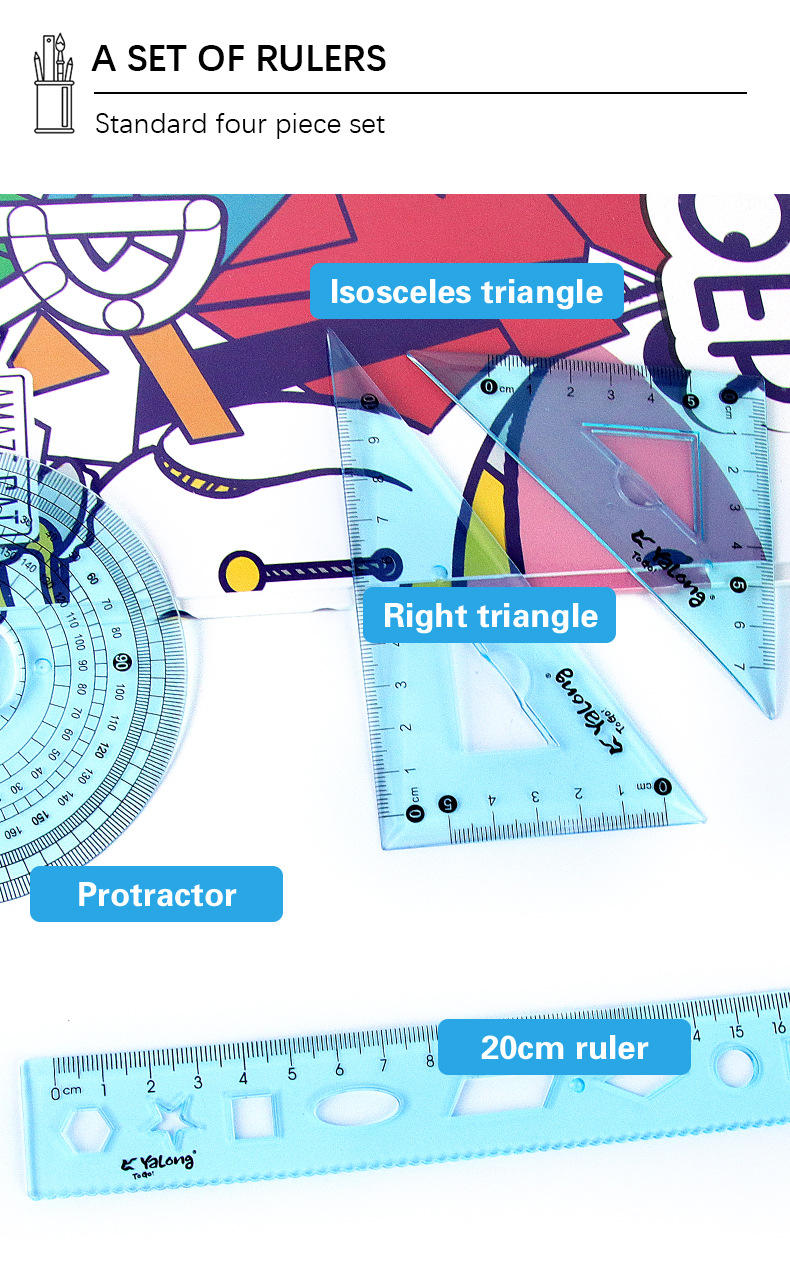 Yalong Cross-border flexible plastic measuring Tools, 20 cm school ruler, student school supplies pic 2