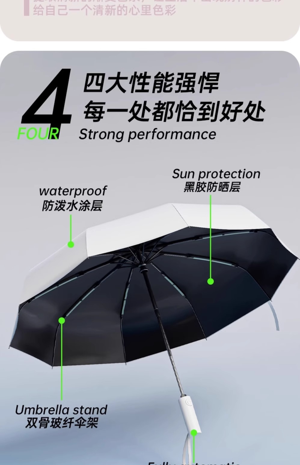 渐变全自动雨伞晴雨两用男女遮阳伞加大加厚加固折叠抗风学生上学详情12