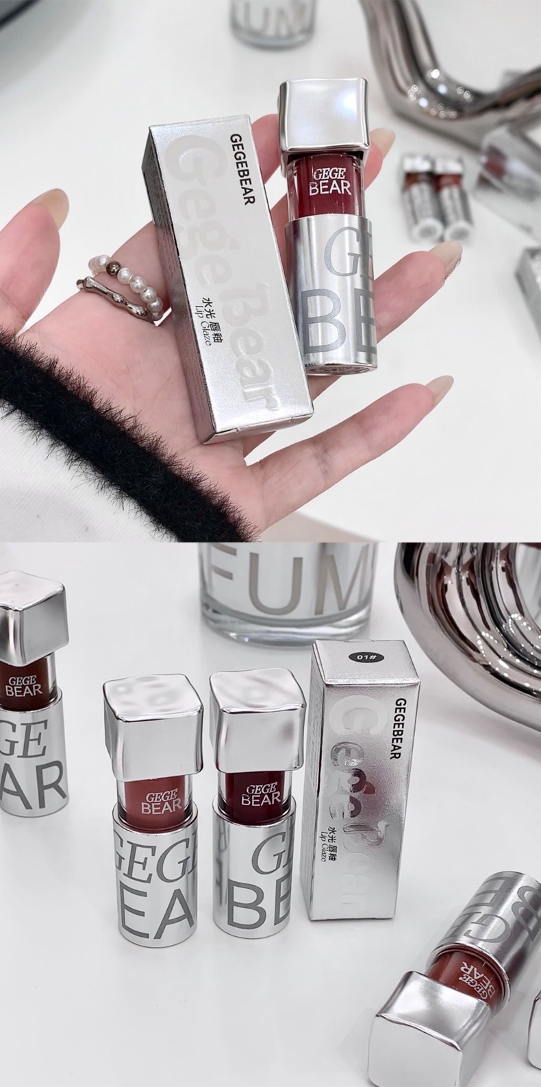 Gege bear, a light mirror-like water-like lip gloss with low saturation and pure desire, makes students look fair and rosy without makeup pic 19