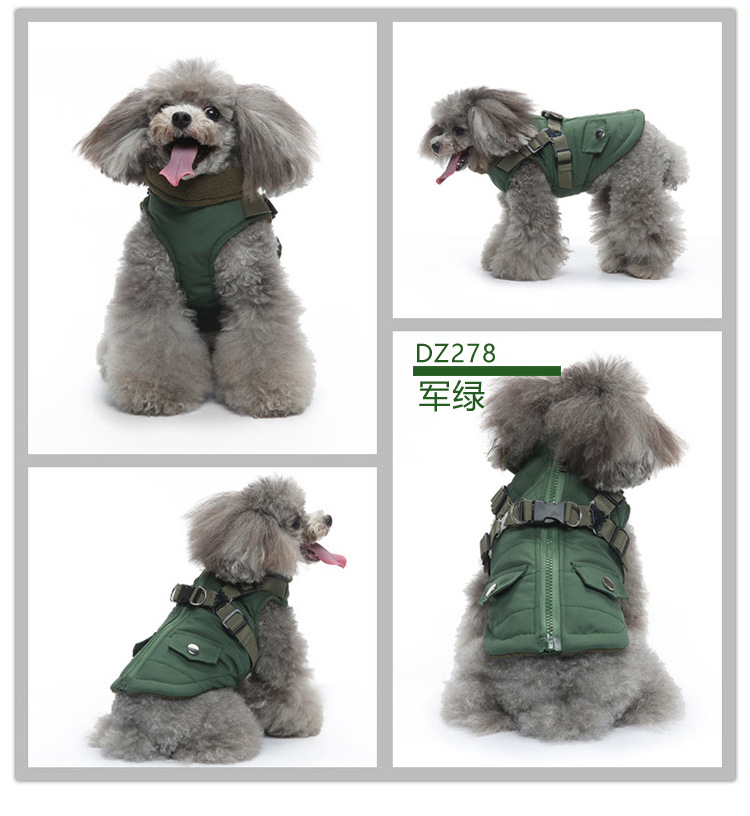 现货批发狗衣服秋冬保暖加厚猫咪棉衣反光背带泰迪比熊跨境狗衣服详情39