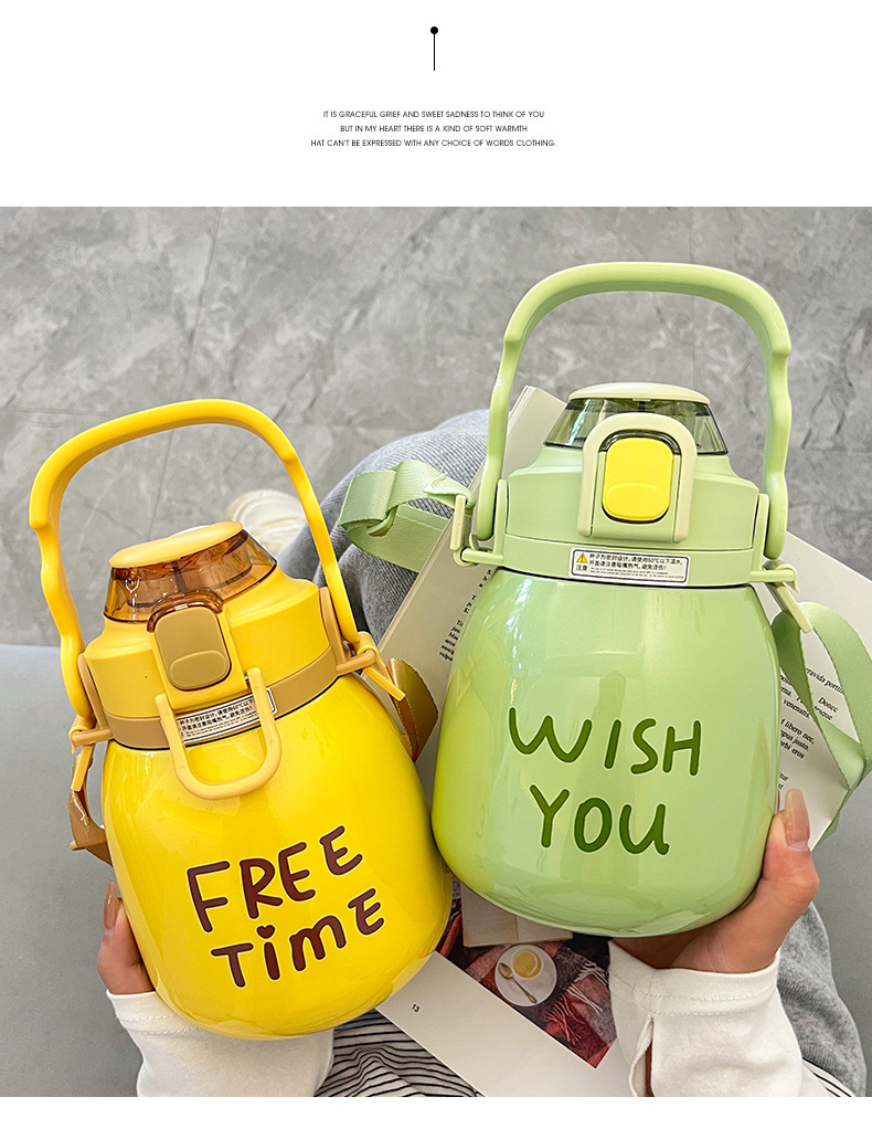 Large-bellied cup, popular online celebrity, high appearance level, insulated cup with straw, outdoor portable stainless steel water bottle, large-capacity water cup manufacturer pic 27