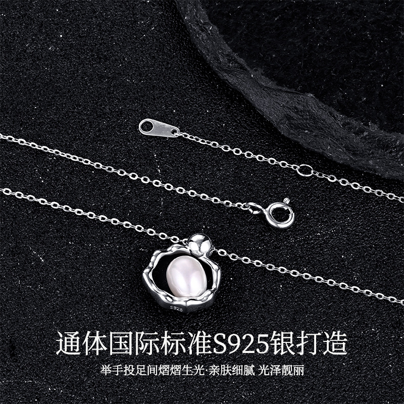 卓恒甄选天然淡水珍珠项链小众个性简约气质设计感纯银珍珠项链详情6