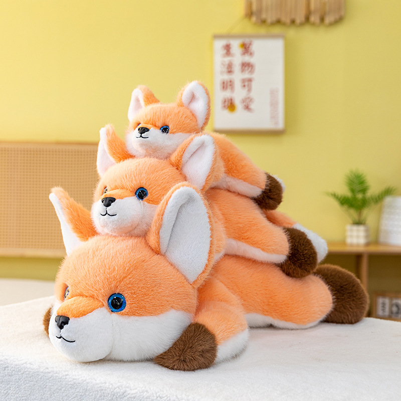 爆款可爱趴姿狐狸仿真动物跨境内带颗粒毛绒玩具公仔礼物玩偶批发详情18