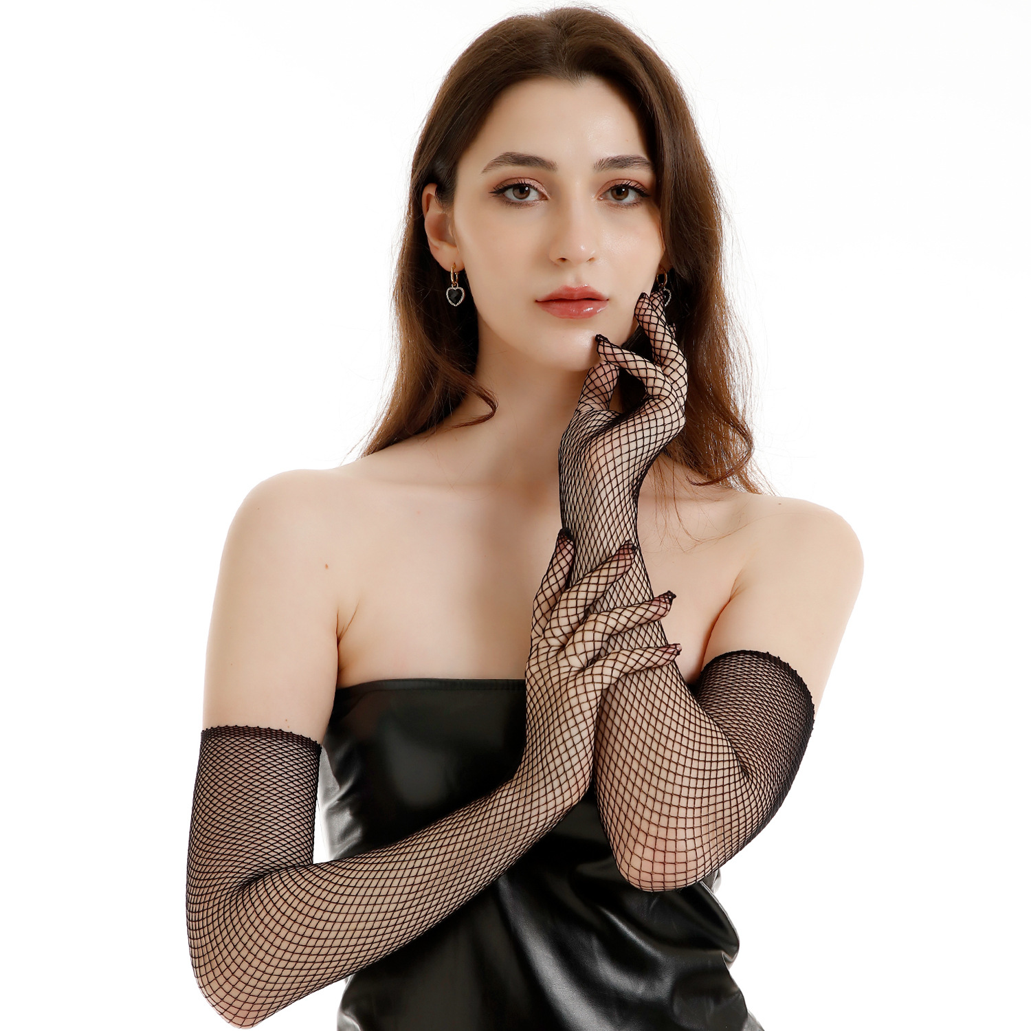 女士加长弹力渔网手套性感 欧美夜店俱乐部cos万圣节网眼手套跨境详情4