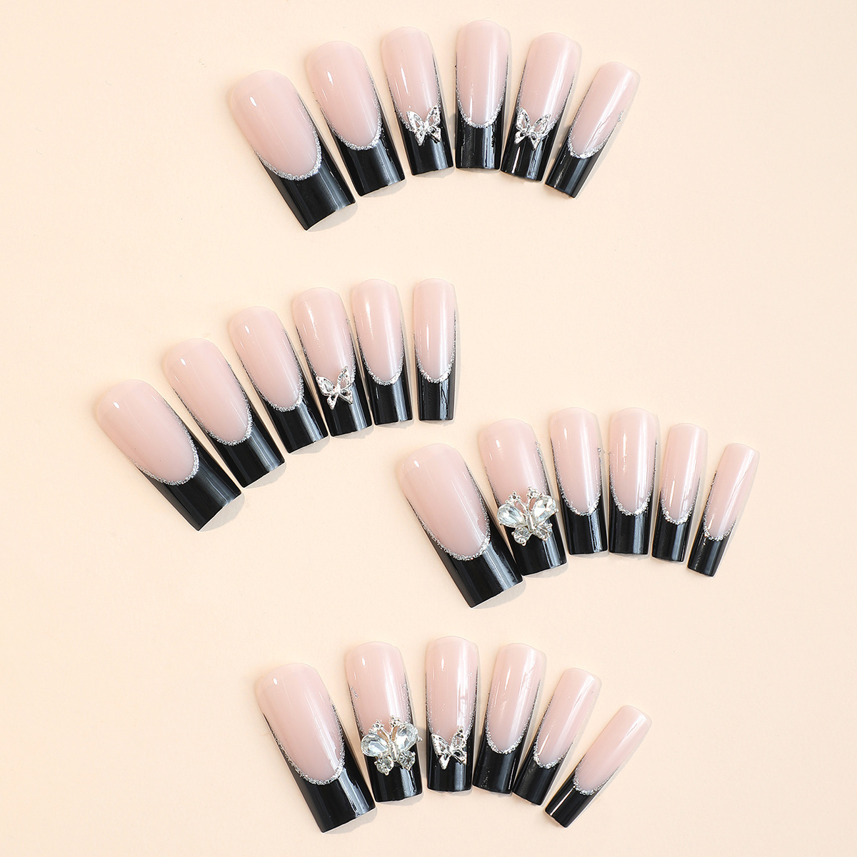 欧美加长水管穿戴甲片法式蝴蝶长方形美甲假指甲成品nails美容护肤彩妆美甲工具套装详情9