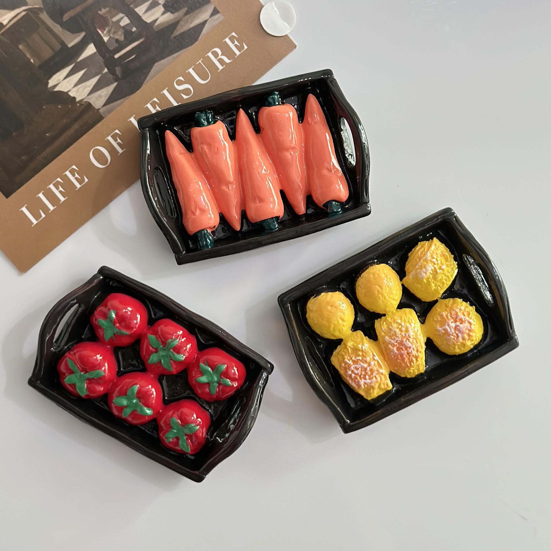 Ins-style cute food toys: carrot bread slices, pumpkin soup, fridge magnets, magnetic stickers, creative 3D personalized food toys pic 3