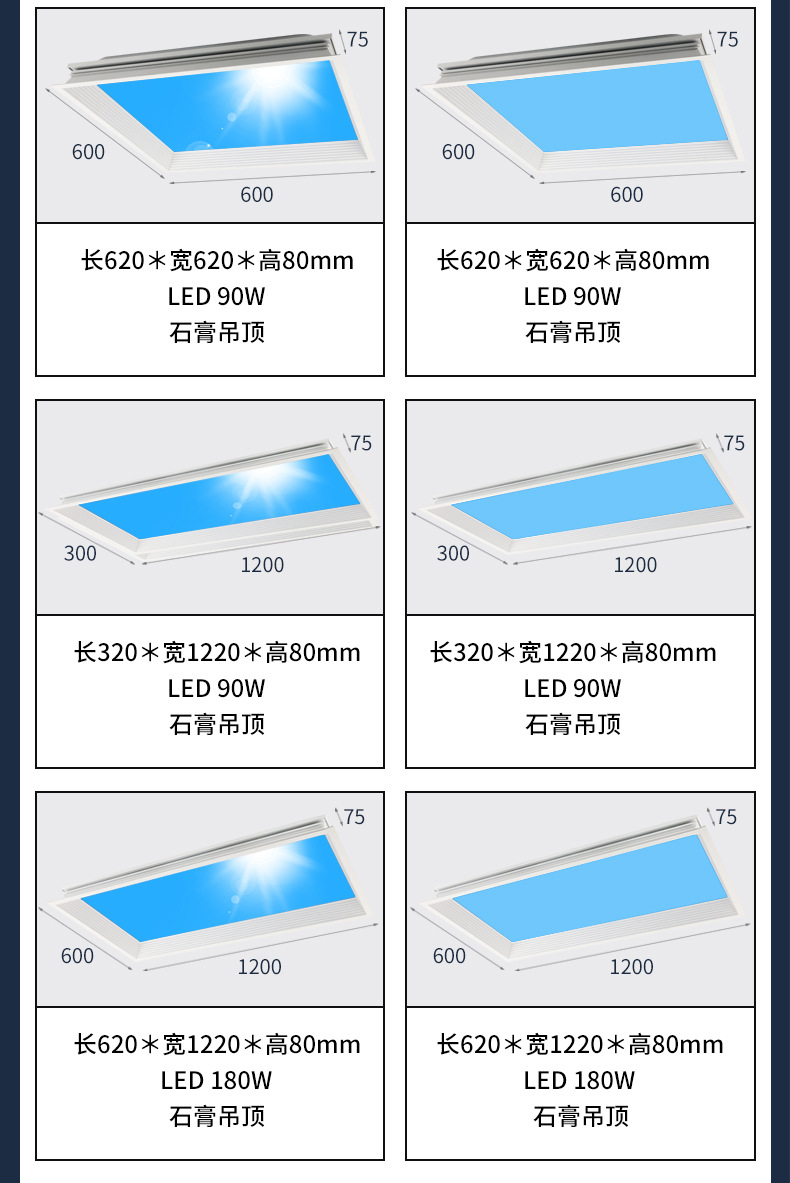 晴空灯天窗嵌入式超薄青空灯高显指自然光蓝天灯智能吸顶客厅卧室详情16