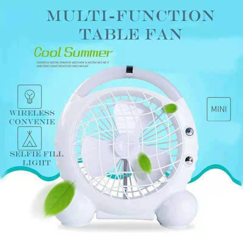 JR-2018 Lighted fan rechargeable student dormitory home rechargeable fan mini Portable with strong wind force pic 1