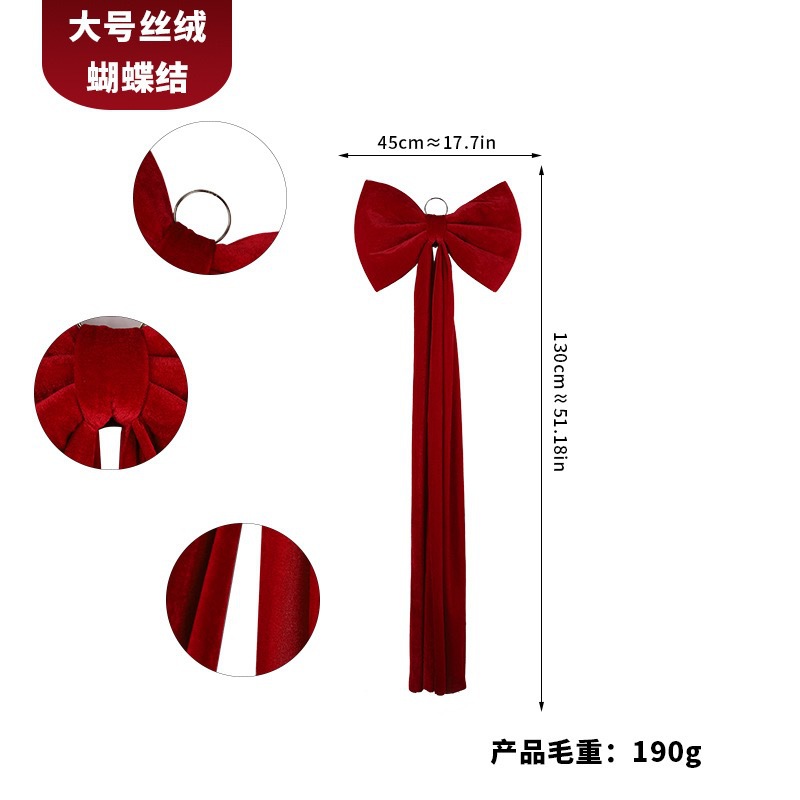 Cross-border wine red large velvet bow Christmas decoration pendant, shopping mall atmosphere setting hanging decoration pic 5