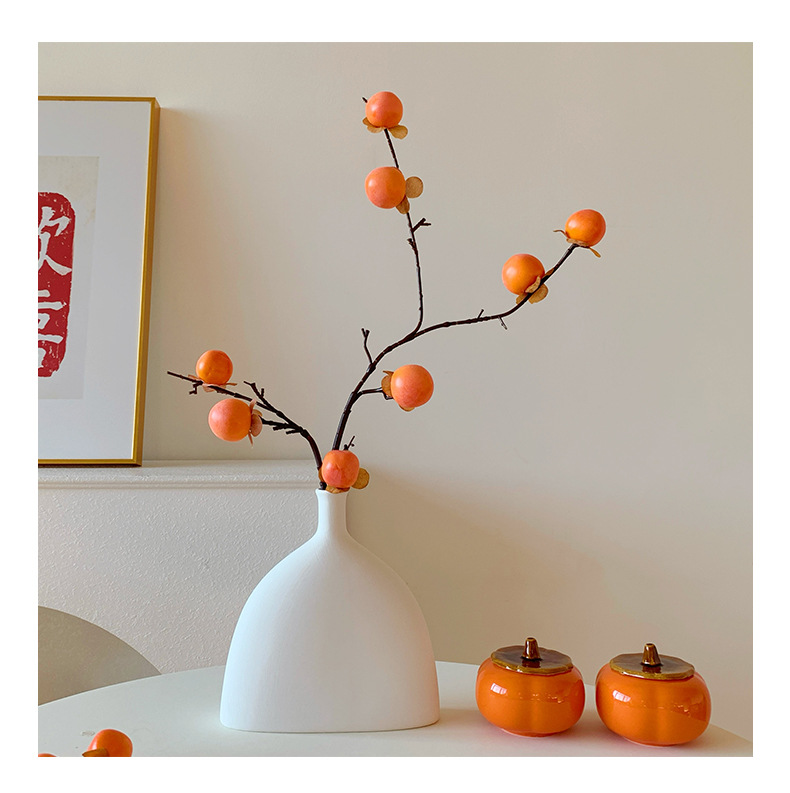 柿柿如意花束仿真柿子装饰品花假花客厅插花摆设新年客厅餐桌摆件详情12