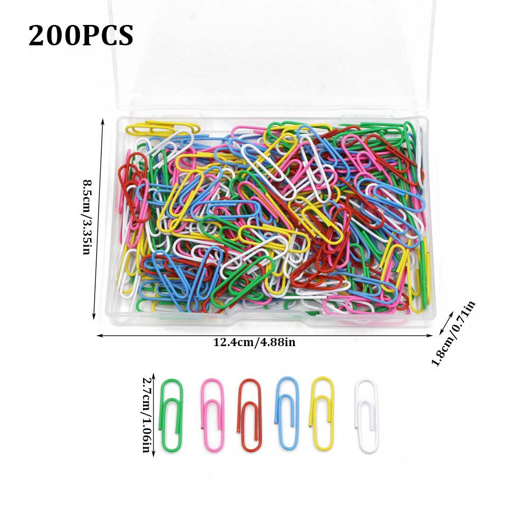 28MM color plastic-coated paper clips, 50/100/200 transparent plastic box paper clips, office desktop storage pic 12