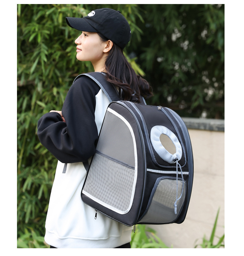 Pet bag for aviation, foldable cat bag, breathable, large-capacity cat and dog, outdoor travel pet backpack, double-shoulder cat bag pic 17