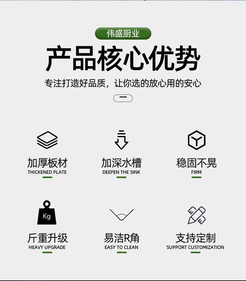 学校不锈钢水槽 幼儿园通长洗手池可做304工地厨房单槽不锈钢水池详情2