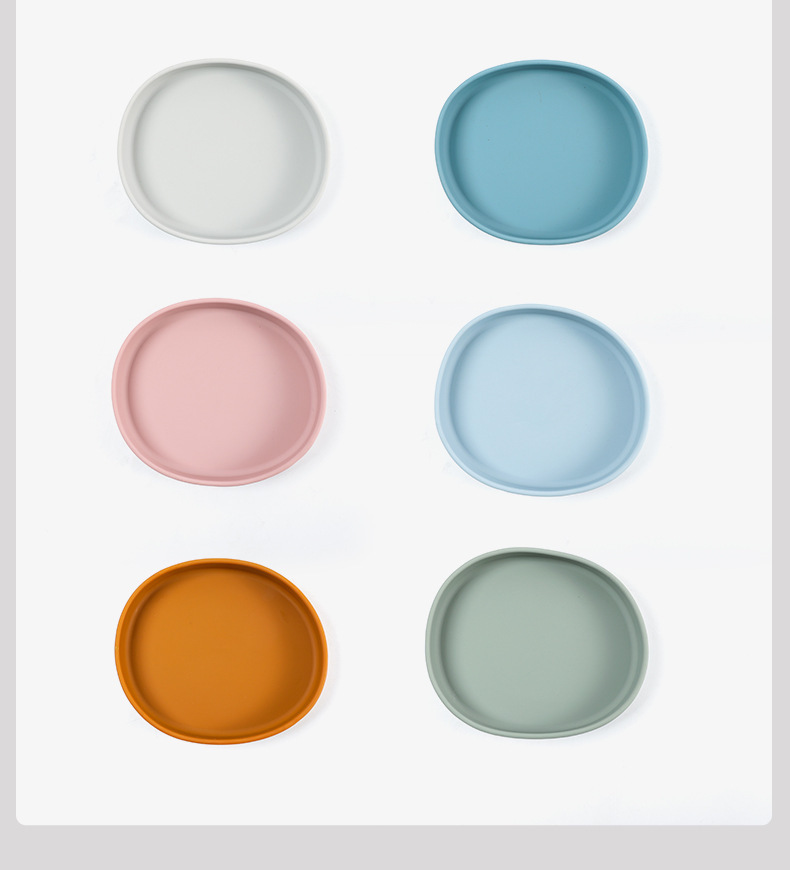 现货北欧日式椭圆形食品级硅胶餐盘家用可微波炉加厚防摔盘碟详情3