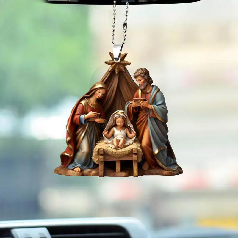 Christmas cross-border best-selling gifts: Acrylic decorative pendants, car interior rearview mirrors, home hanging items, Jesus pic 16