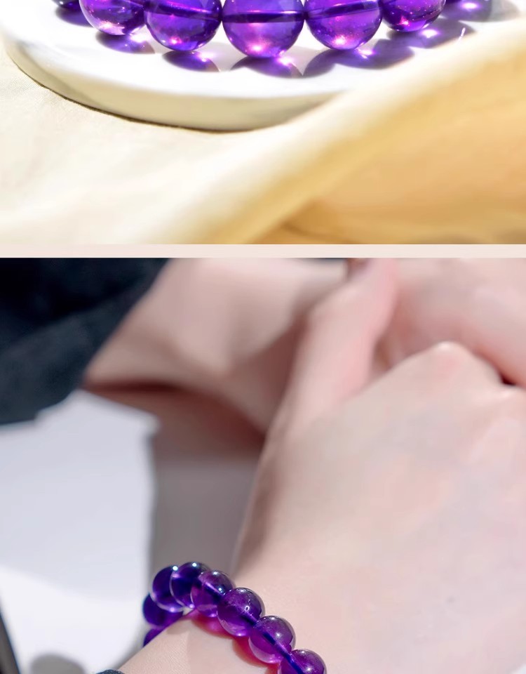紫水晶手串女男玛瑙玉髓翡翠宝玉石散珠子乌拉圭紫晶东海水晶手链饰品手饰手链详情2