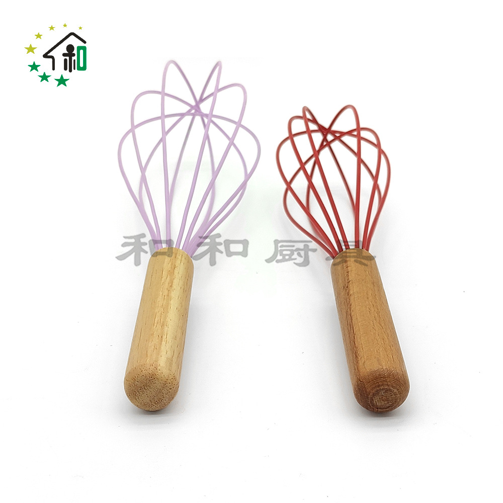 10寸木柄硅胶打蛋器手动搅拌器手动器厨房烘焙工具木柄打发奶油详情11