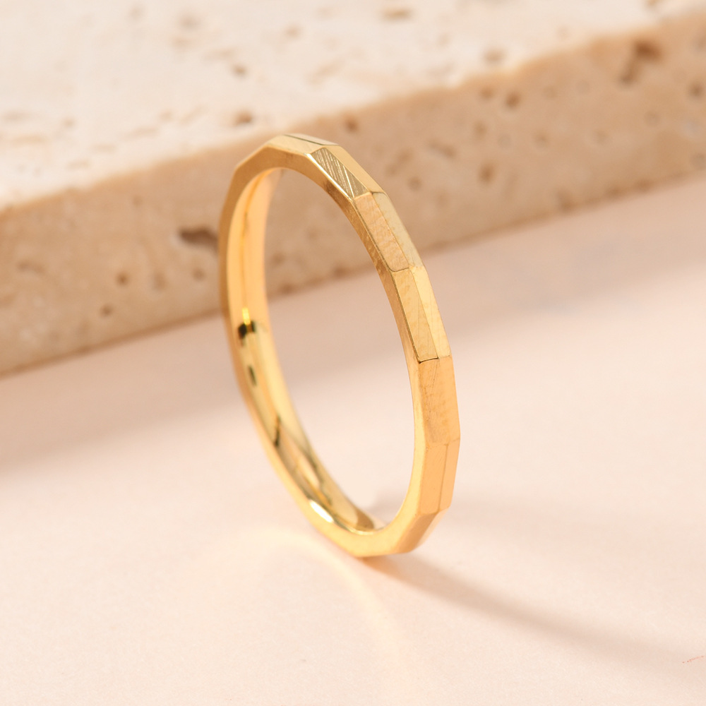 韩版新款不锈钢饰品 简约极细精美2mm磨面戒指小众设计情侣对戒详情5