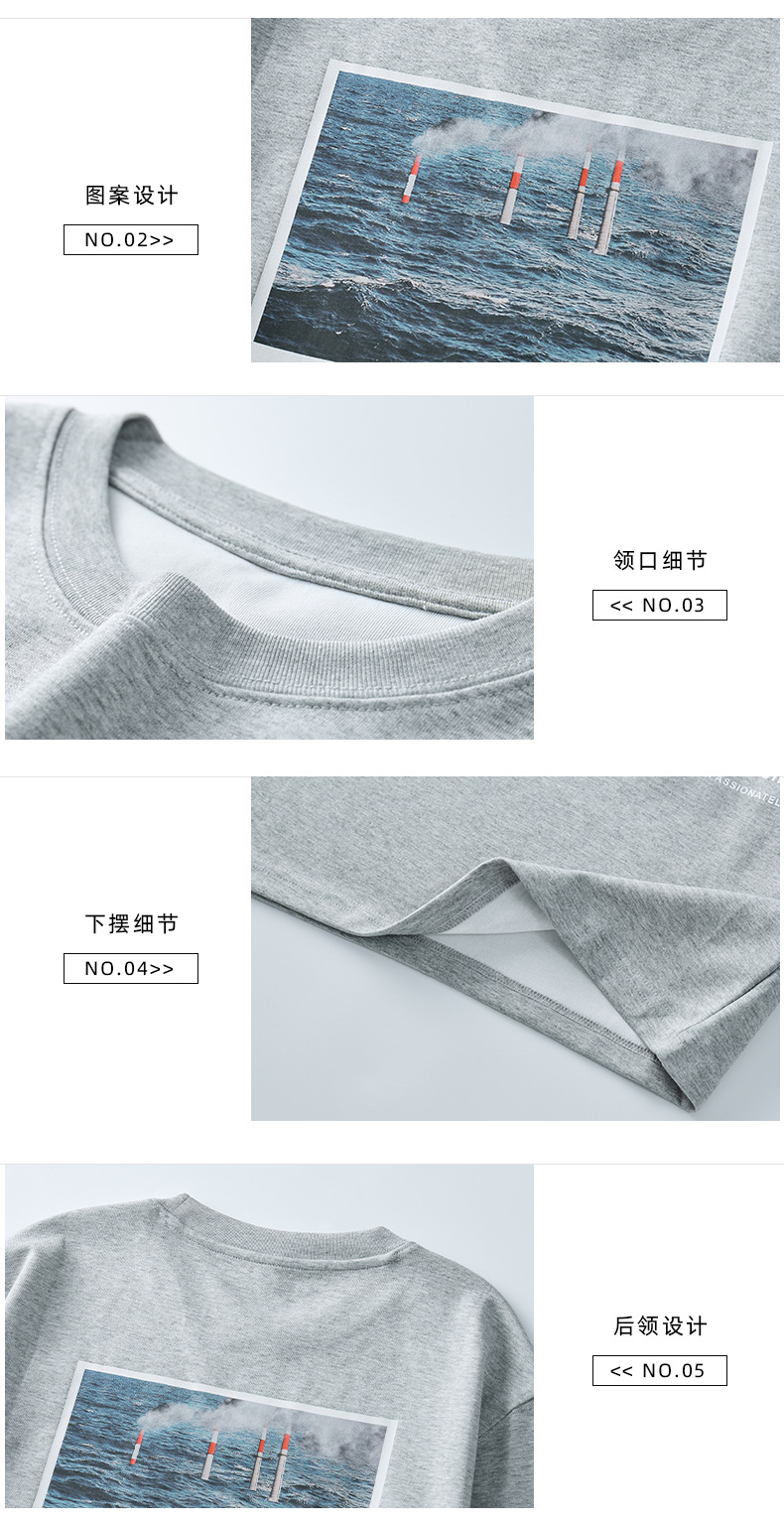 APO男装|秋冬季男士长袖T恤高级感潮款宽松圆领印花内搭打底上衣详情6