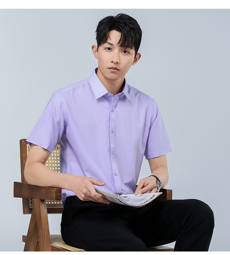 Modal short-sleeved shirt for men, summer stretch wrinkle-free business casual top, new summer commuter shirt pic 24