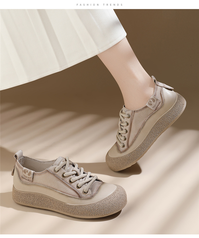 头层牛皮休闲真皮运动鞋女2025新款春秋复古板鞋潮鞋旅游鞋百搭详情14