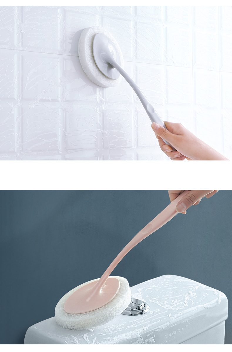 Bathroom long-handled sponge brush, wall cleaning brush, bathtub sponge brush, floor tile brush, sponge scouring pad pic 9