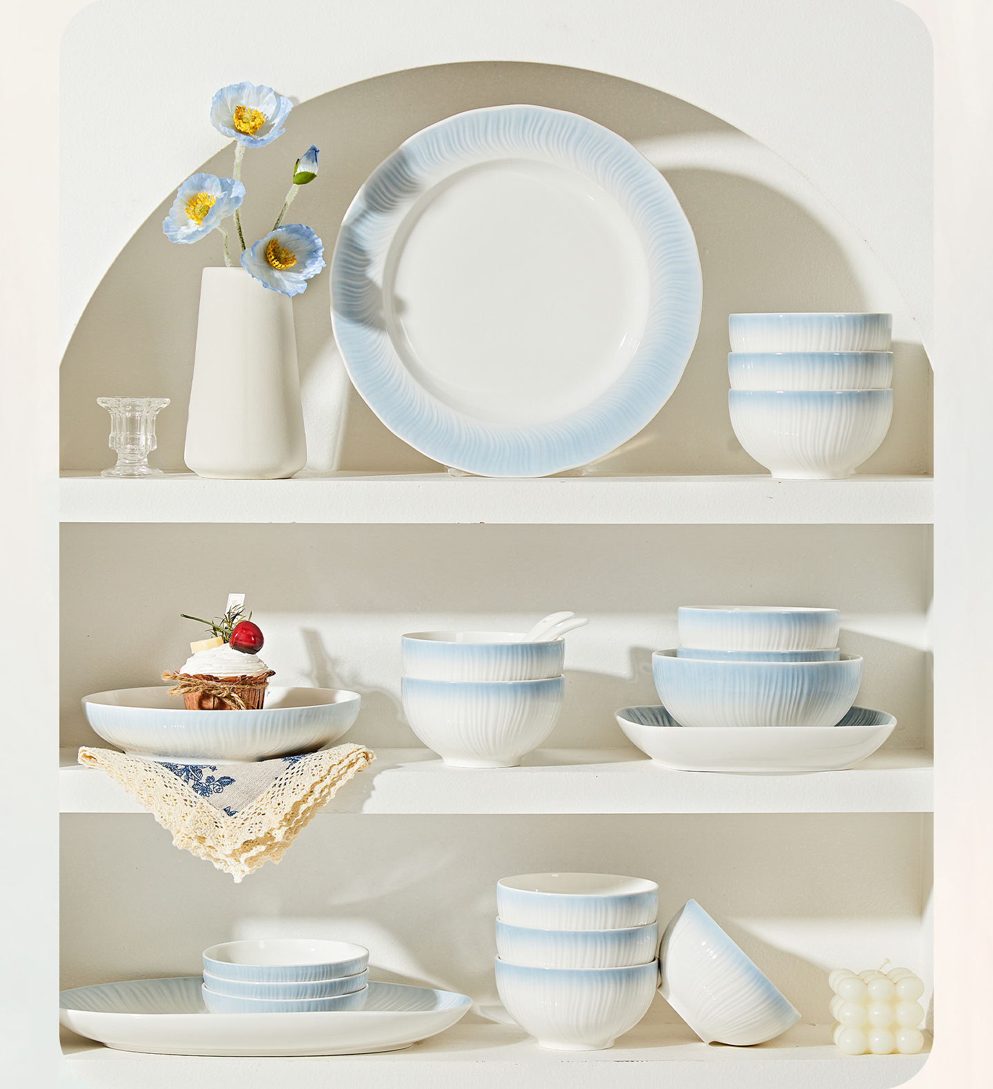 釉下彩简约渐变高颜值2025新款陶瓷碗筷盘子米饭碗碟餐具套装家用详情10