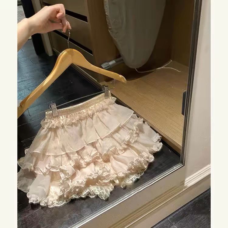纯欲蕾丝减龄蓬蓬短裙女夏季高腰显瘦甜美风短裙JK打底蛋糕裙裙裤详情5