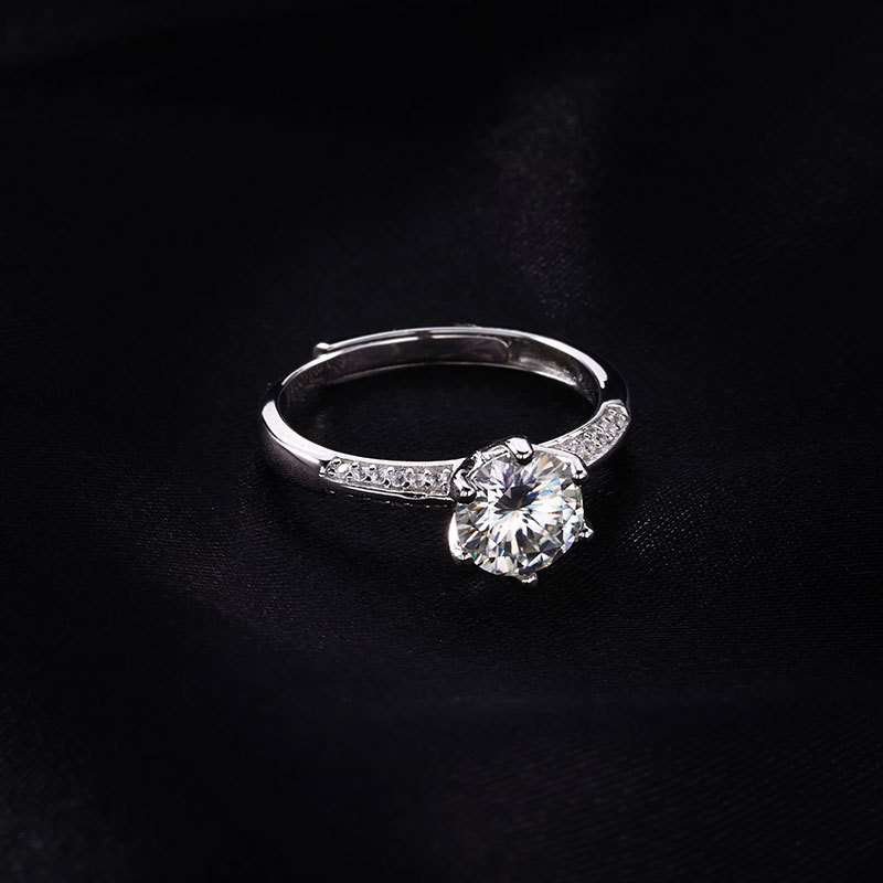 Zhuoheng Select 925 pure silver Moissanite ring wholesale, half of the market, rising steadily, open ring one carat pic 12