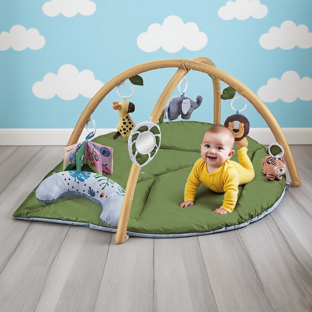 玩具婴儿叶子游戏垫爬行垫健身架带枕头爬爬垫布书吊件玩具游戏垫详情12